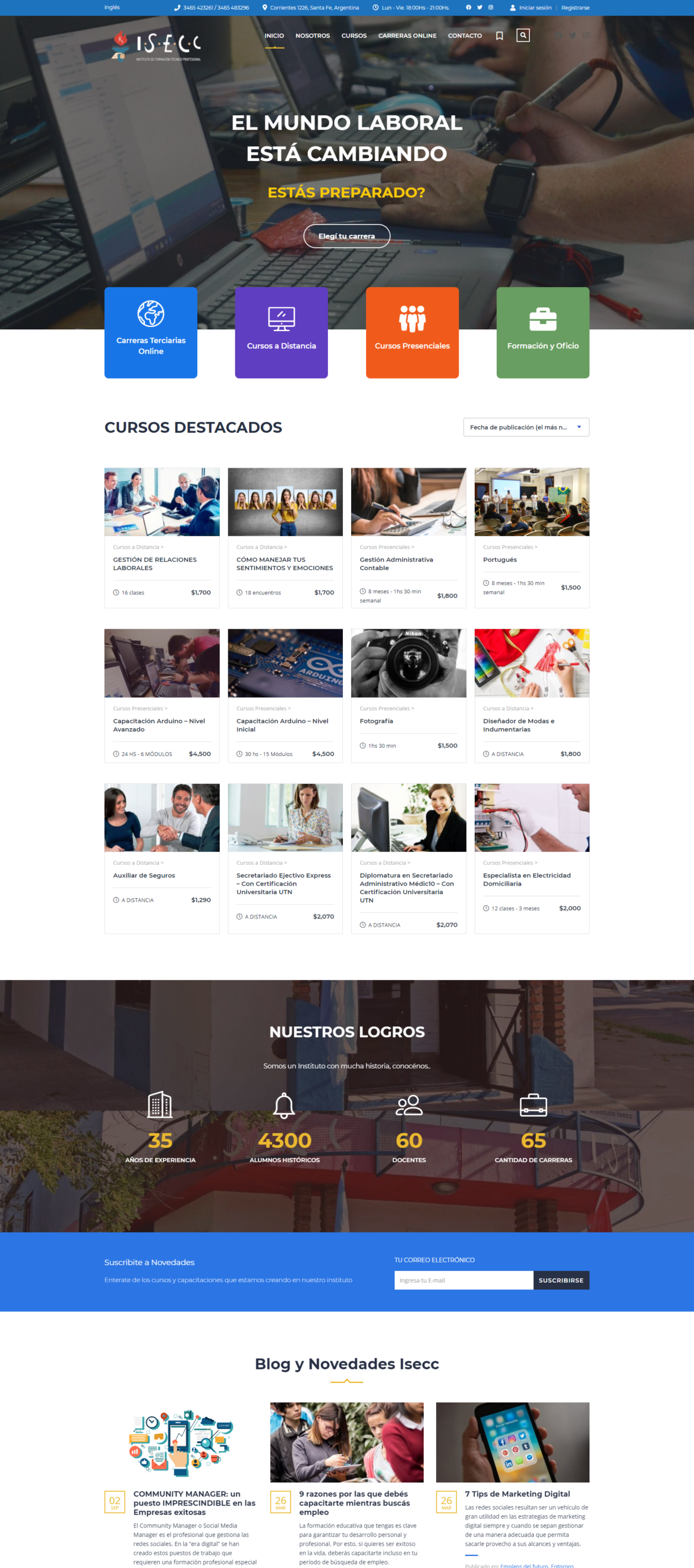 Diseño Web Plataforma «Instituto Isecc»